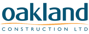 Oakland construction logo with 'Oakland', at the top underlined, and 'Construction LTD' underneath.
