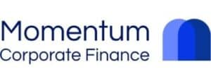 Momentum Corporate Finance logo that reads, 'Momentum Corporate Finance' to the left and then two circular rounded off rectangles to the right.