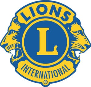 The image of a logo with two side profiles of a lion either side, reading 'Lions,' at the top. There's an 'L' in the middle with the word 'International' at the bottom.