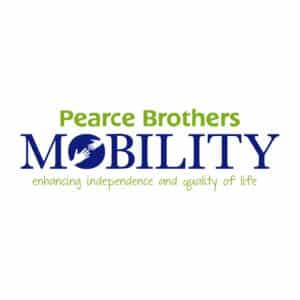 Pearce Brothers Mobility logo with hands reaching to each other inisde the 'O' and reads, 'enhancing independence and quality of life.'