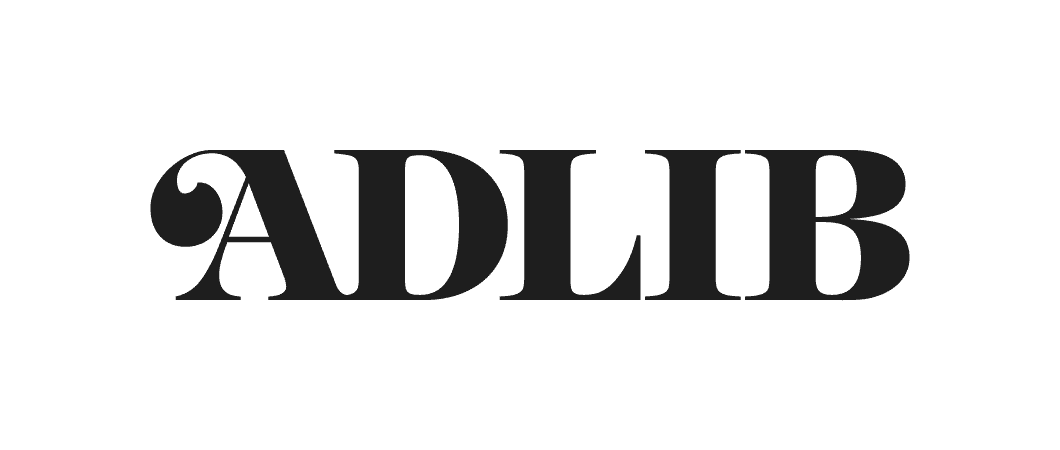 Adlib Logo in a bold font with a curved flick at the top of the 'A.'