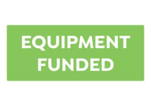 This brightly coloured block has the words, 'Equipment Funded.' inside it, indicating the equipment in the room mentioned next to this is funded.