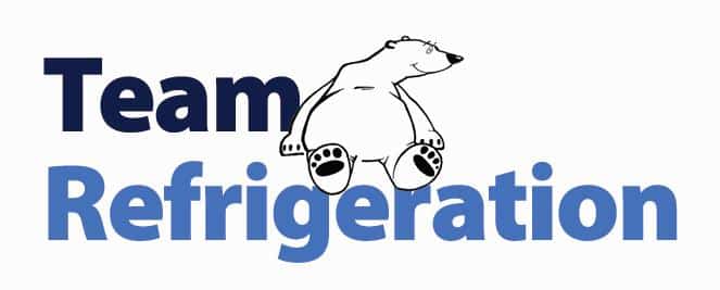 The logo reads 'Team Refrigeration' left aligned with a cartoonish-like Polar bear sat on top.