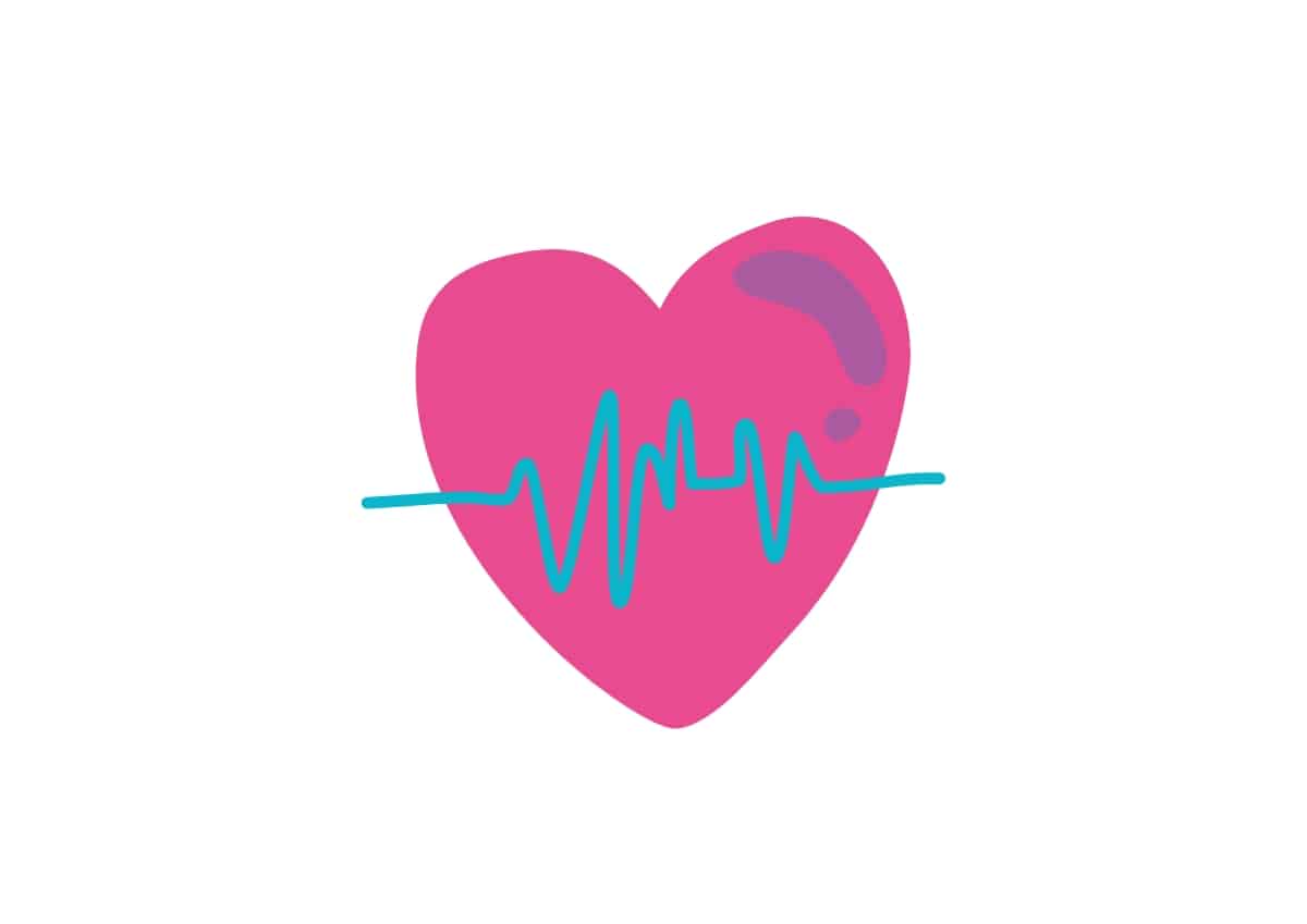 The image is of a colourful yet simple illustrated heart.