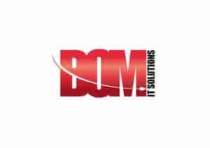 The logo shows large letters that say 'BOM' then stood vertically next to this reads, 'IT Solutions.'