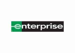 This logo reads 'Enterprise' with the first e being separated in another colour to the rest of the rectangular shape around the word of the logo.