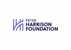 This logo has a 'H' shaped emblem to the left and to the right reads, 'Peter Harrison Foundation.'