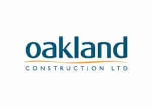 Oakland construction logo with 'Oakland', at the top underlined, and 'Construction LTD' underneath.