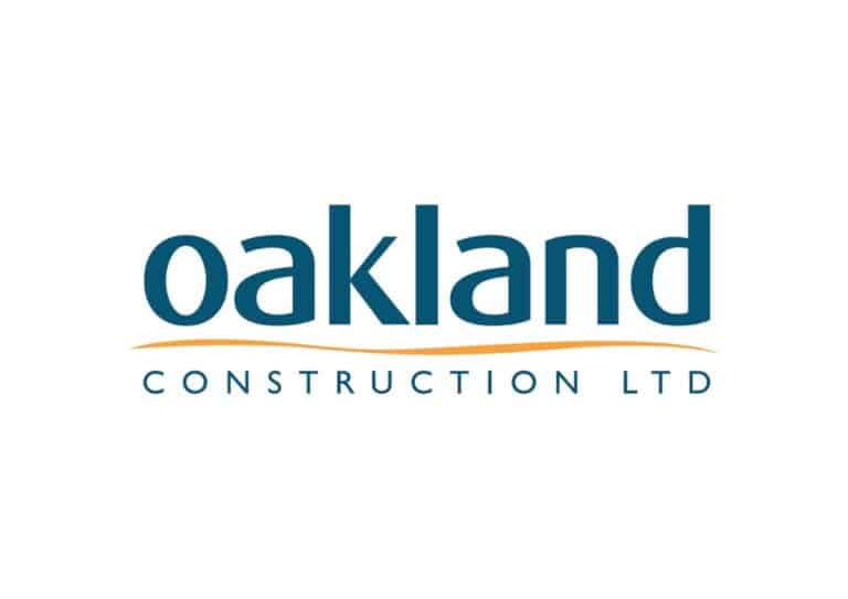 Oakland construction logo with 'Oakland', at the top underlined, and 'Construction LTD' underneath.