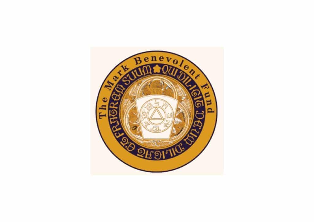 The image is of a circular logo that reads 'Mark Benevolent Fund.' On the inside are some markings also written down in what appears to be Latin.